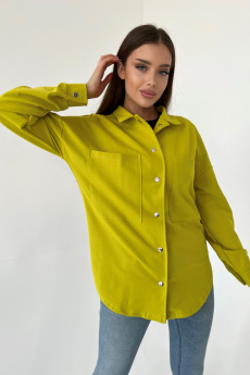 Новинка: туника рубашка фисташкового цвета на кнопках  Натали