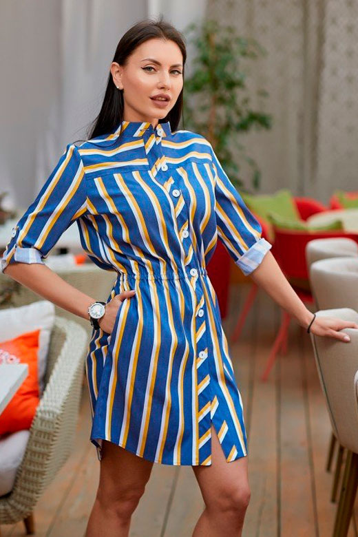 Фото товара 19225, джинсовое платье в полоску