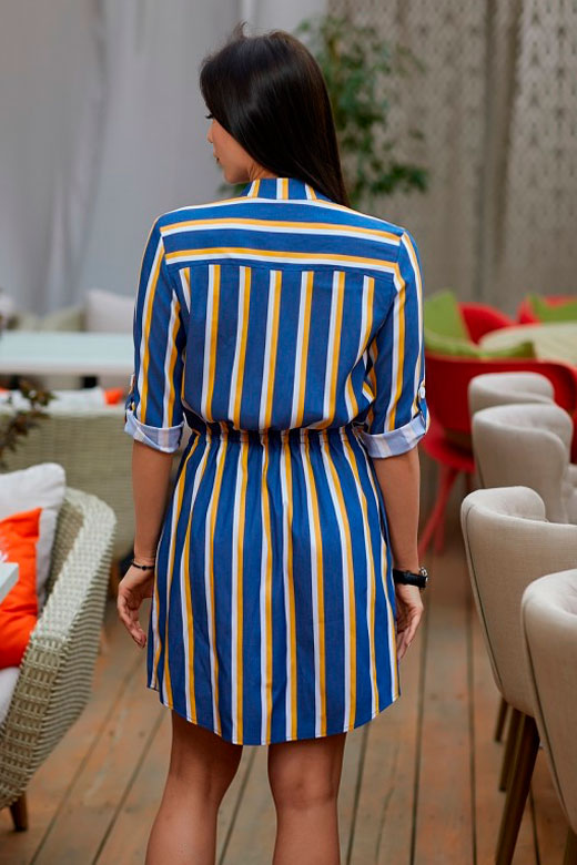 Фото товара 19226, джинсовое платье в полоску